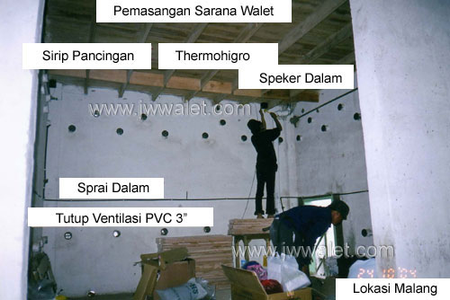Pemasangan peralatan di dalam gedung oleh tenaga profesional JW Walet